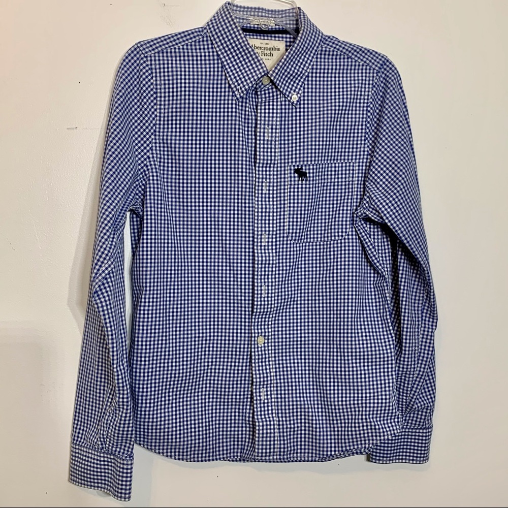 EUC Abercrombie & Fitch Gingham Blue/White Shirt